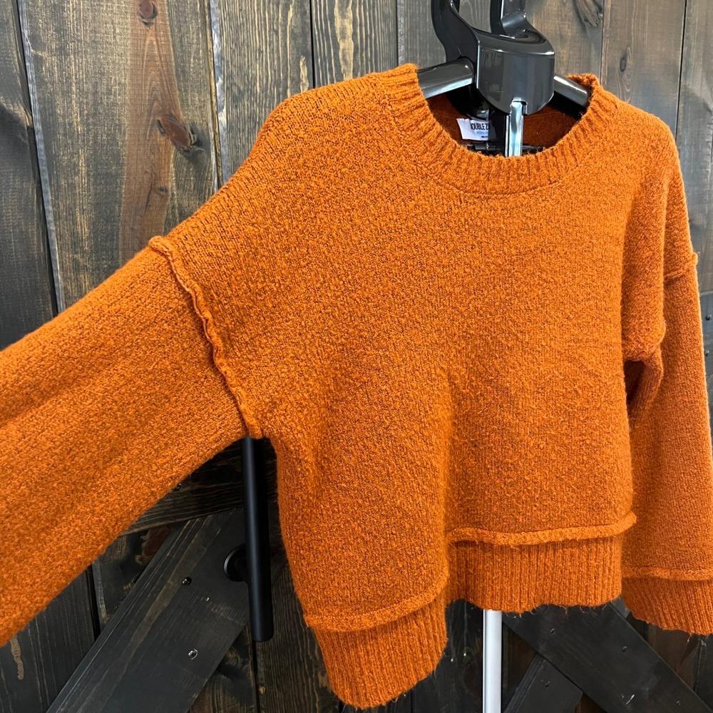 Double Zero Orange Oversized Cropped Sweater Size… - image 2